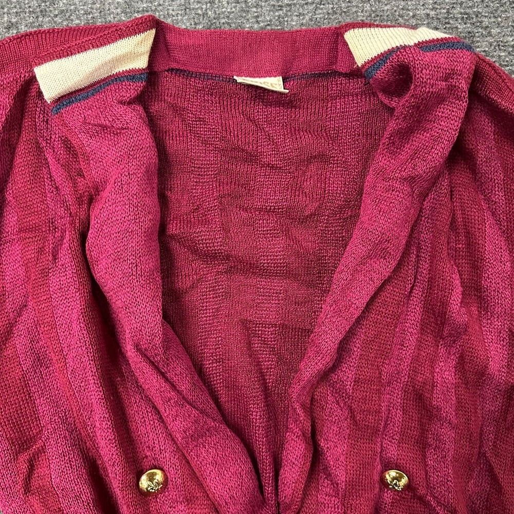 Kriss Cardigan Womens Size 34-36 Magenta Pink Textured Knit Sweden Gold Button